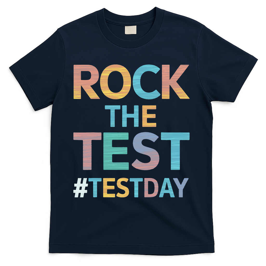 Rock The Test Exam Day Look For Motivated Students Teachers T-Shirt - Navy