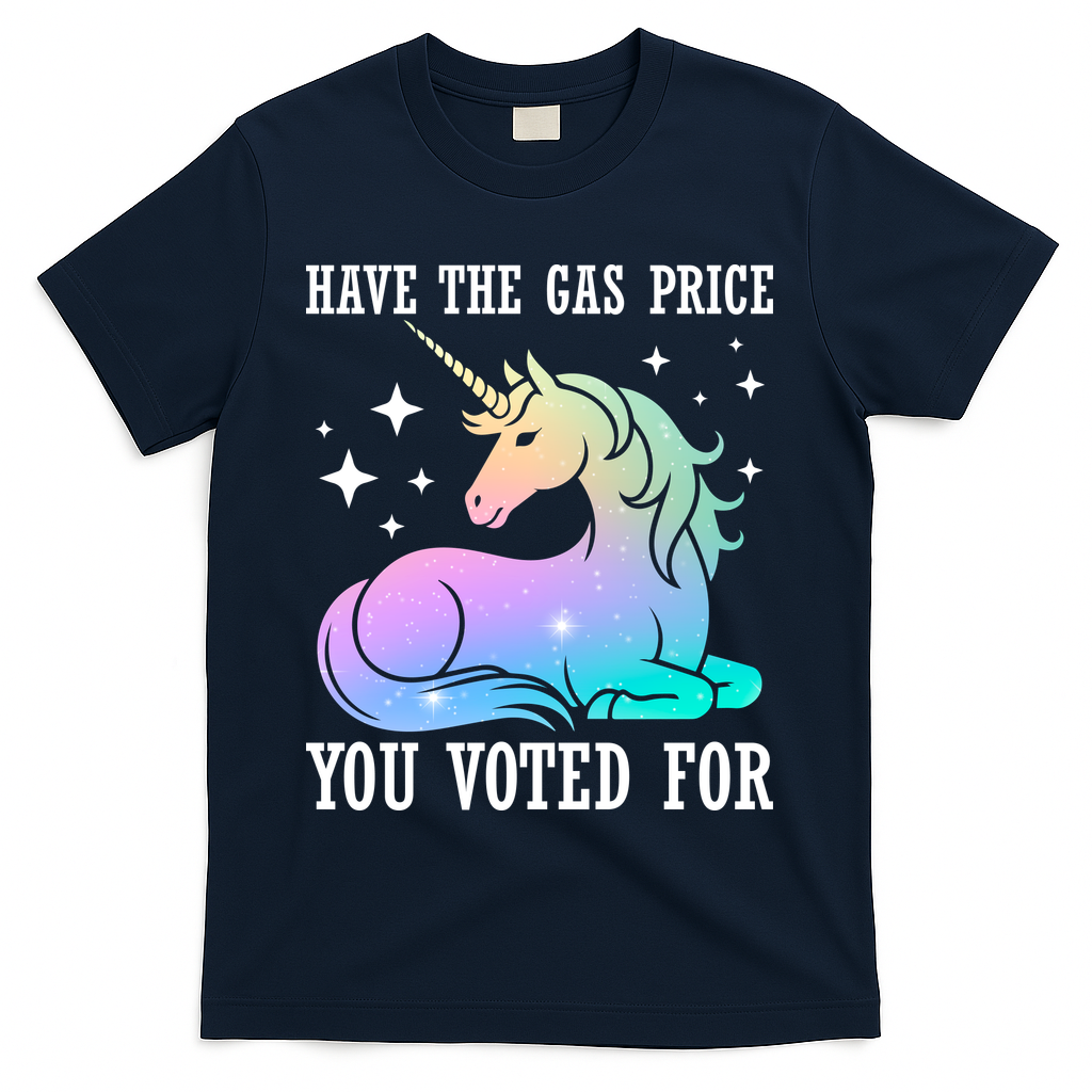 Rainbow Unicorn Gas Price Funny Liberal T-Shirt - Navy