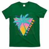 Retro Vintage 1980s Summer Palm Tree Summer Vacation Time T-Shirt - Green