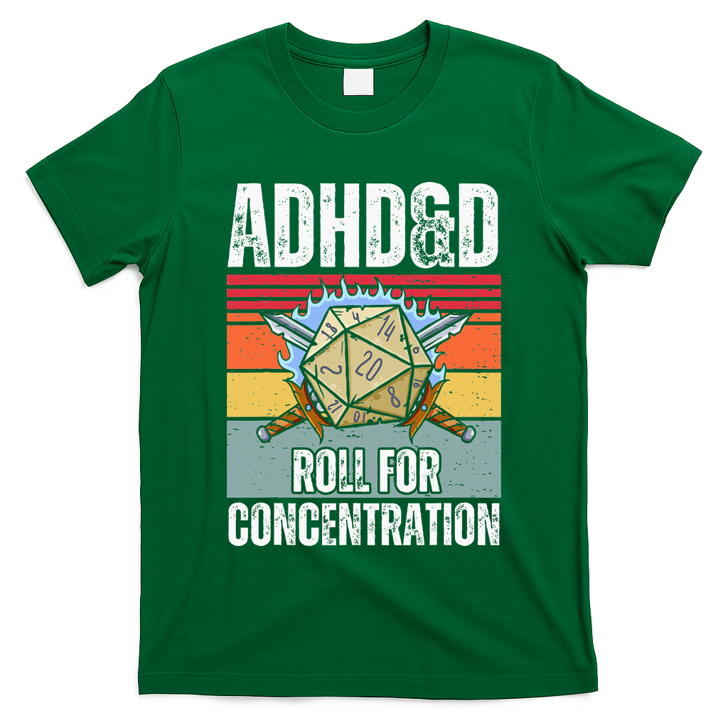 Retro Vintage Adhd&D Roll For Concentration Funny Gamer T-Shirt
