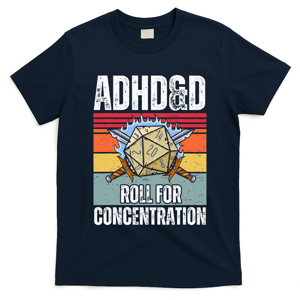 Retro Vintage Adhd&D Roll For Concentration Funny Gamer T-Shirt
