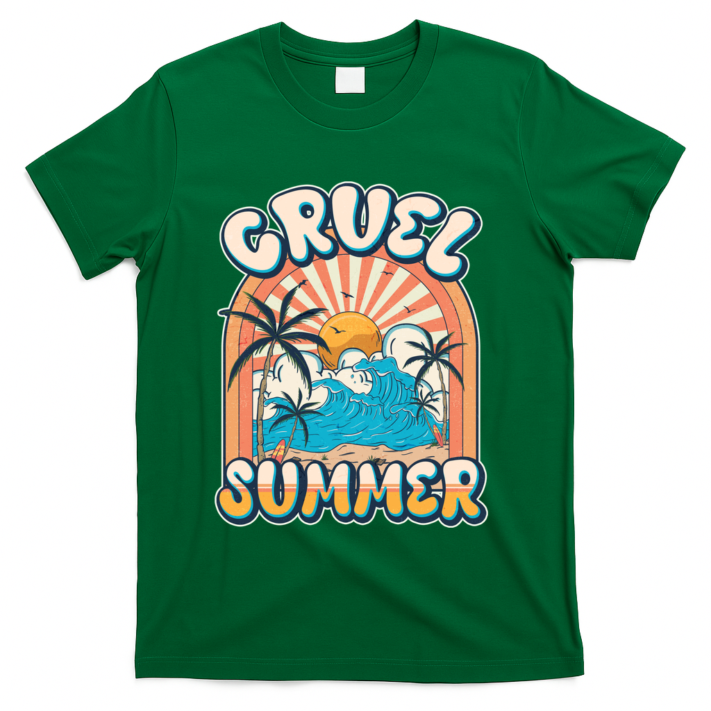 Retro Vintage Cruel Summer Tropical Beach Vacation T-Shirt - Green