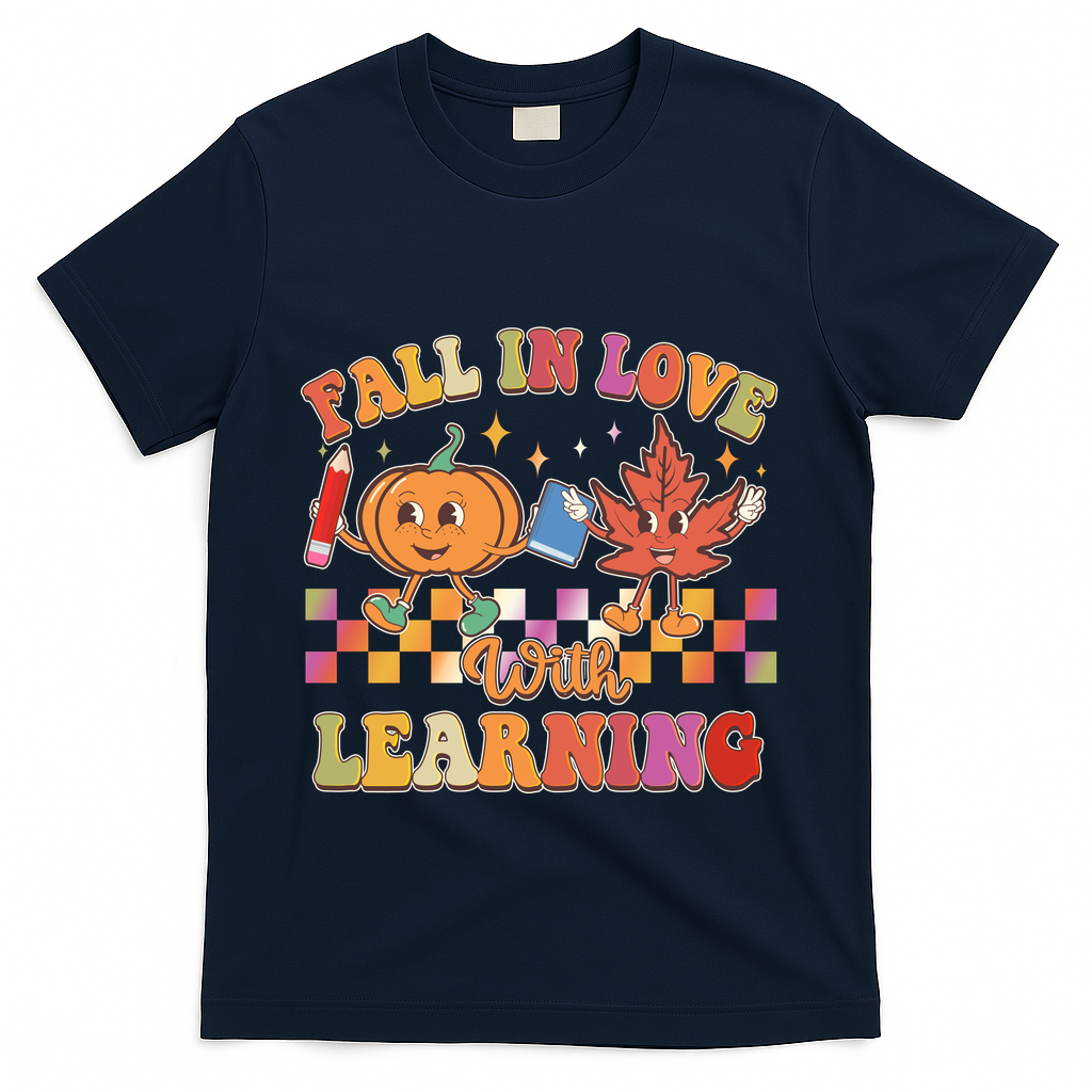 Retro Vintage Fall In Love With Learning T-Shirt - Navy