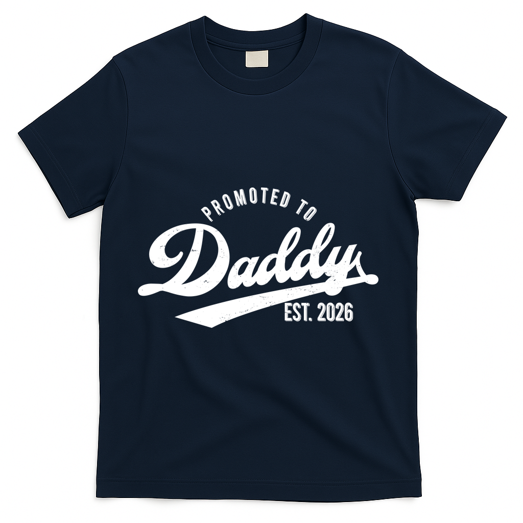 Retro Vintage Promoted To Daddy EST 2026 New Father T-Shirt - Navy