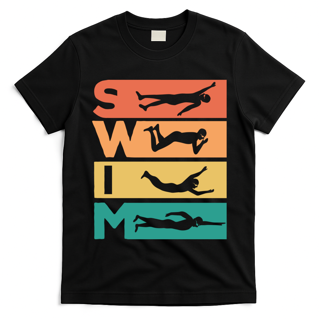 Retro Vintage Swimming Gift For Swimmers Cool Gift T-Shirt