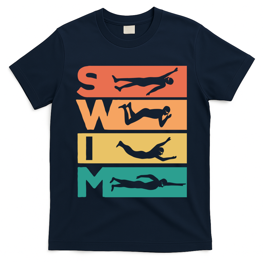 Retro Vintage Swimming Gift For Swimmers Cool Gift T-Shirt