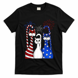 Red White Blue Cats USA Flag Firework 4th Of July T-Shirt