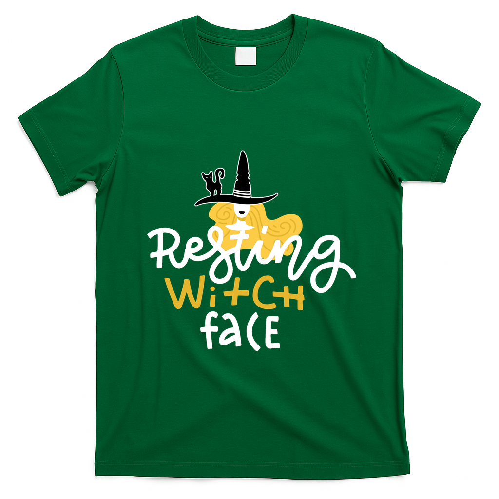 Resting Witch Face Funny Halloween T-Shirt - Irish Green
