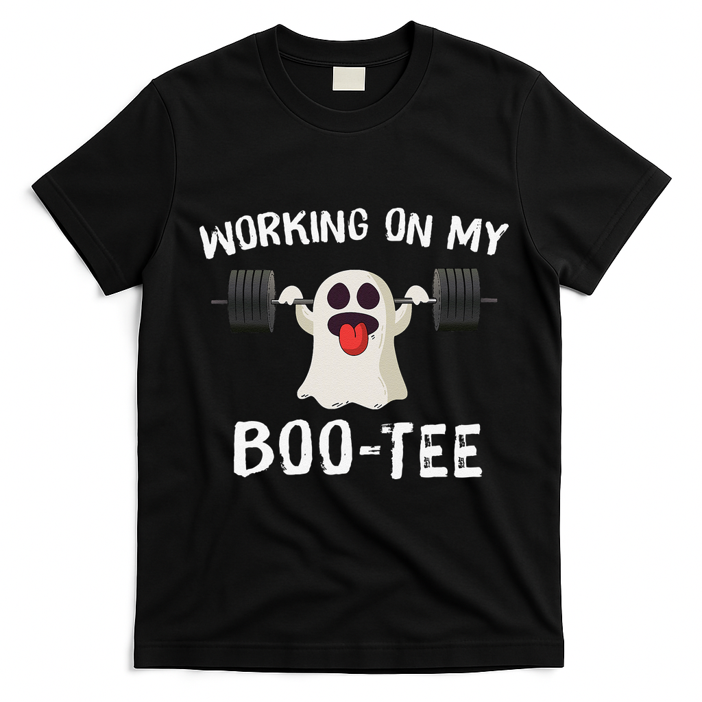 Retro Working On My Booty Cute Funny Boujee Ghost Halloween T-Shirt - Black