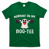 Retro Working On My Booty Cute Funny Boujee Ghost Halloween T-Shirt - Irish Green