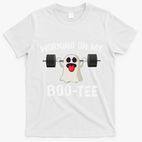 Retro Working On My Booty Cute Funny Boujee Ghost Halloween T-Shirt - White