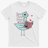 Read Your Heart Out Pigeon Cute Teacher Book Lover T-Shirt - White