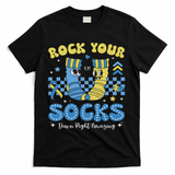 Rock Your Socks Down Syndrome Awareness Sped Teacher Women T-Shirt - Black