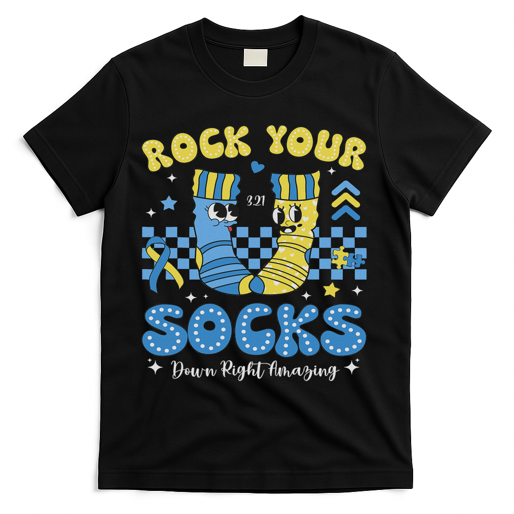 Rock Your Socks Down Syndrome Awareness Sped Teacher Women T-Shirt - Black