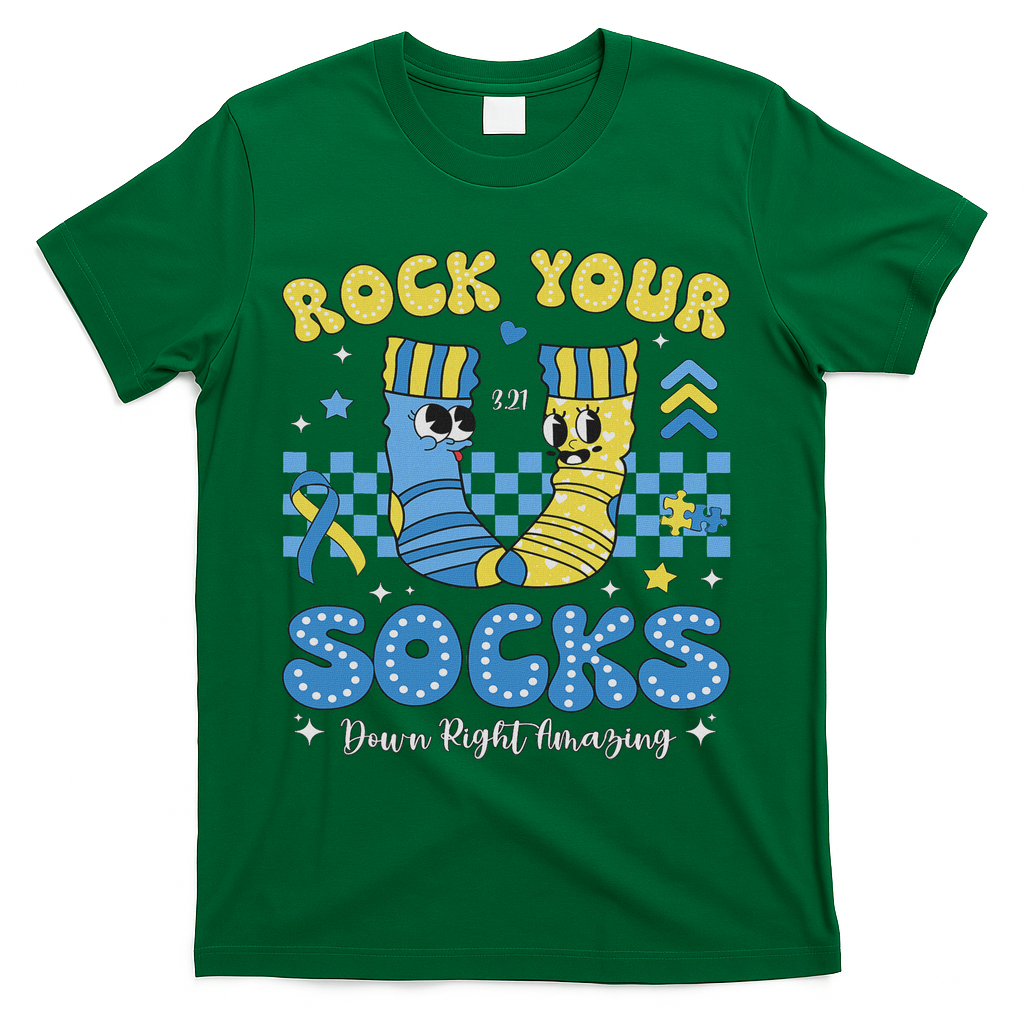 Rock Your Socks Down Syndrome Awareness Sped Teacher Women T-Shirt - Green