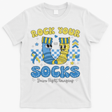 Rock Your Socks Down Syndrome Awareness Sped Teacher Women T-Shirt - White