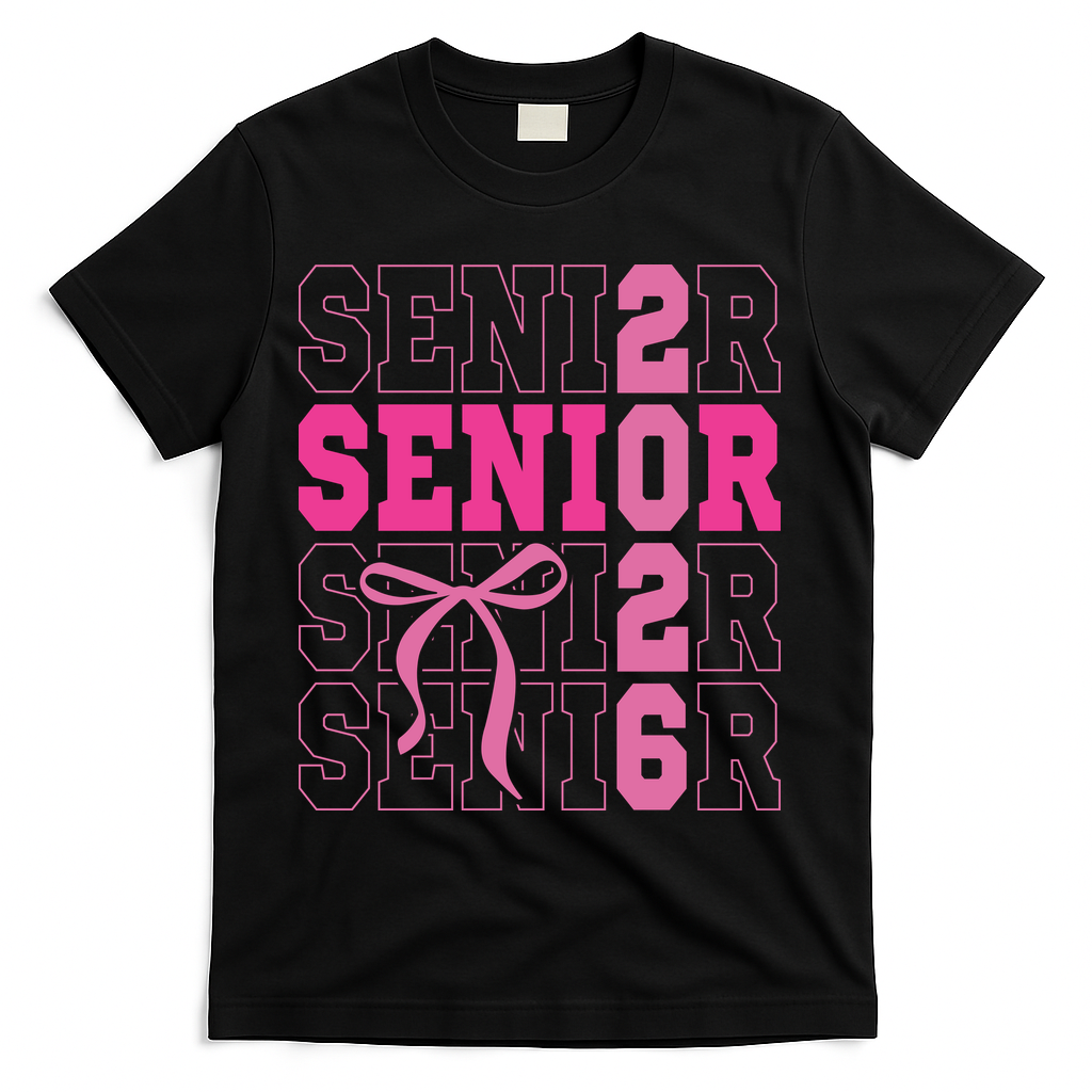 Senior 2026 Coquette T-Shirt - Black