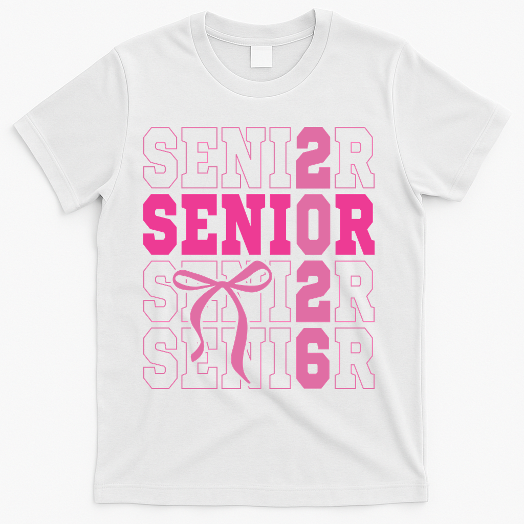 Senior 2026 Coquette T-Shirt - White