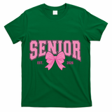 Senior 2026 Coquette Pink Bow Graduation Graduate T-Shirt - Green