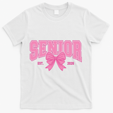 Senior 2026 Coquette Pink Bow Graduation Graduate T-Shirt - White