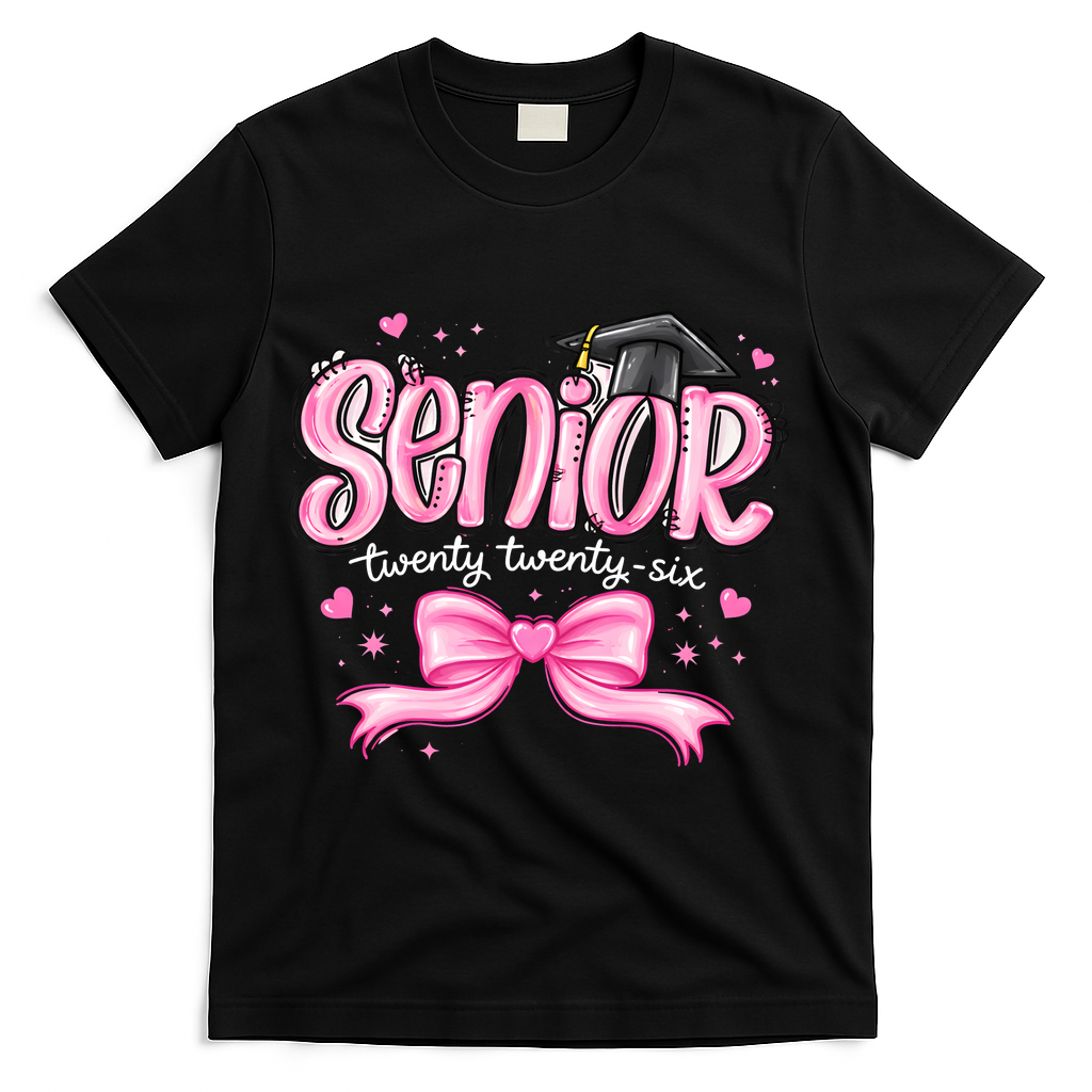 Senior 2026 Gril Graduate Graduation T-Shirt - Black
