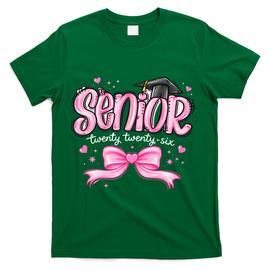 Senior 2026 Gril Graduate Graduation T-Shirt - Green