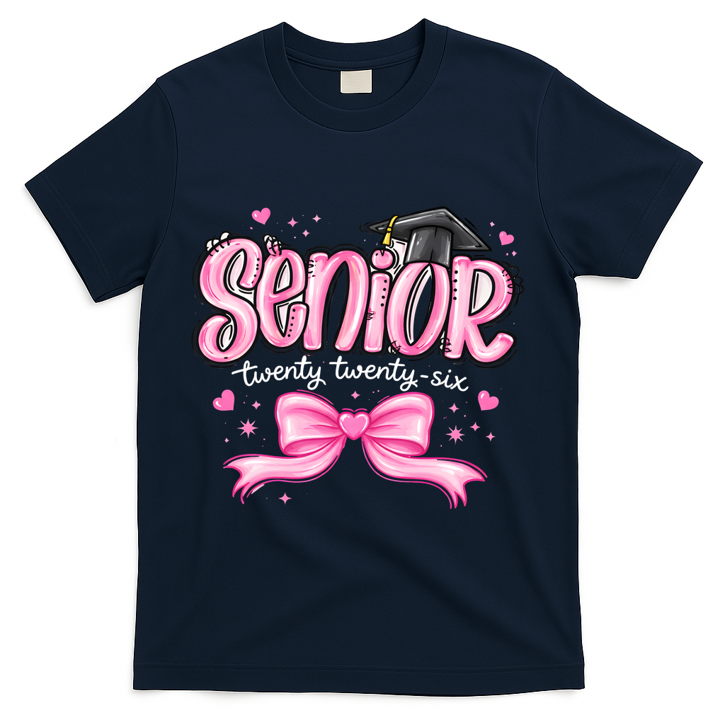 Senior 2026 Gril Graduate Graduation T-Shirt - Navy