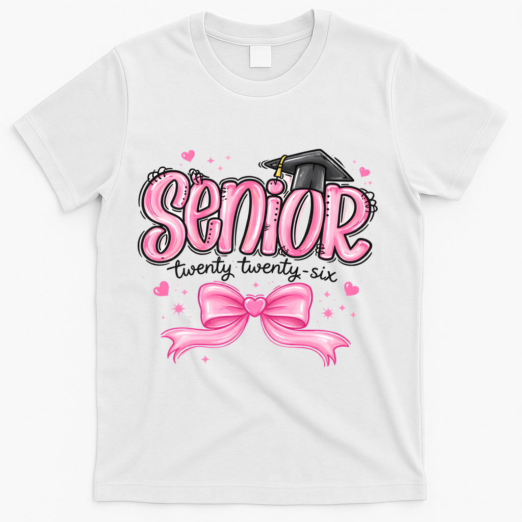 Senior 2026 Gril Graduate Graduation T-Shirt - White