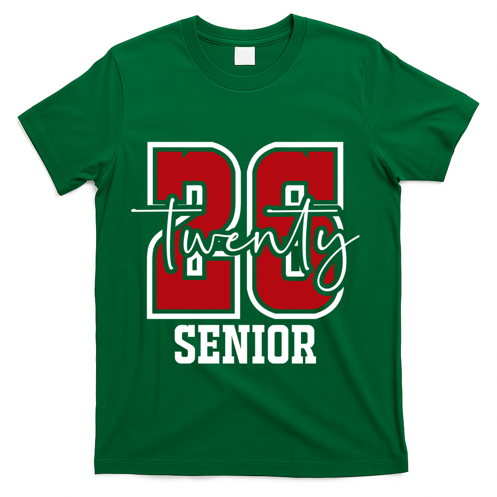 Senior 2026 Twenty 26 High School Graduate Merch T-Shirt - Green