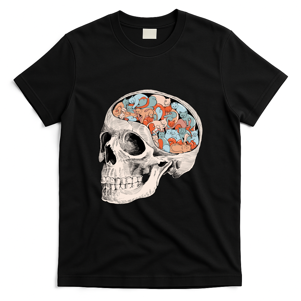 Skull and Cats - Black