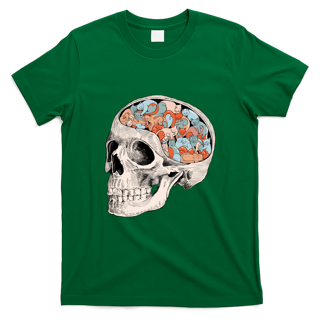 Skull and Cats - Green