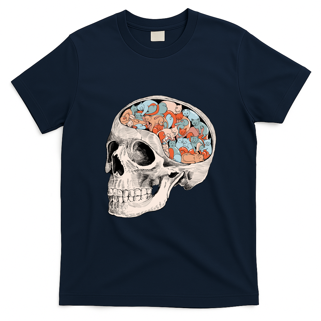 Skull and Cats - Navy
