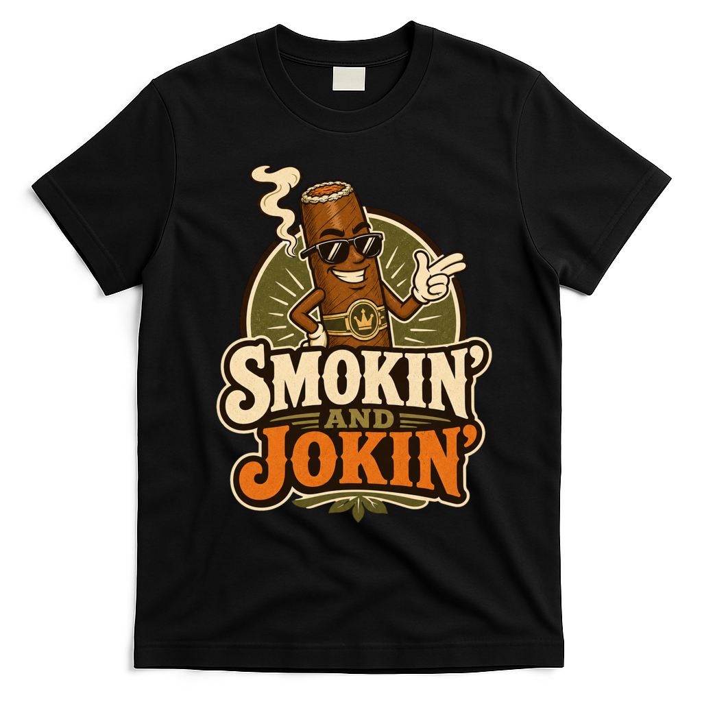 Smokin' And Jokin' Cool Cigar Humor Smokers T-Shirt - Black