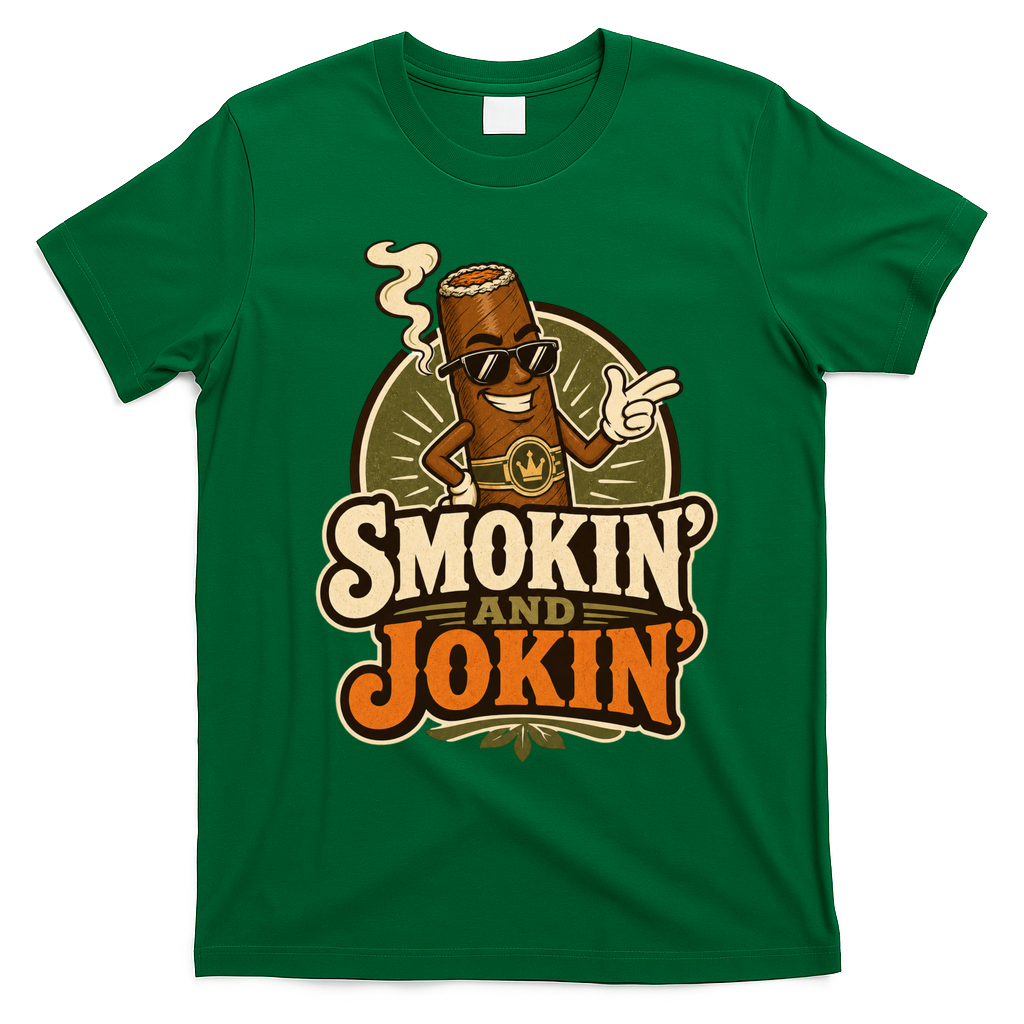 Smokin' And Jokin' Cool Cigar Humor Smokers T-Shirt - Irish Green