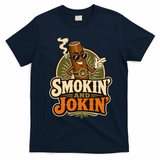 Smokin' And Jokin' Cool Cigar Humor Smokers T-Shirt - Navy Blue