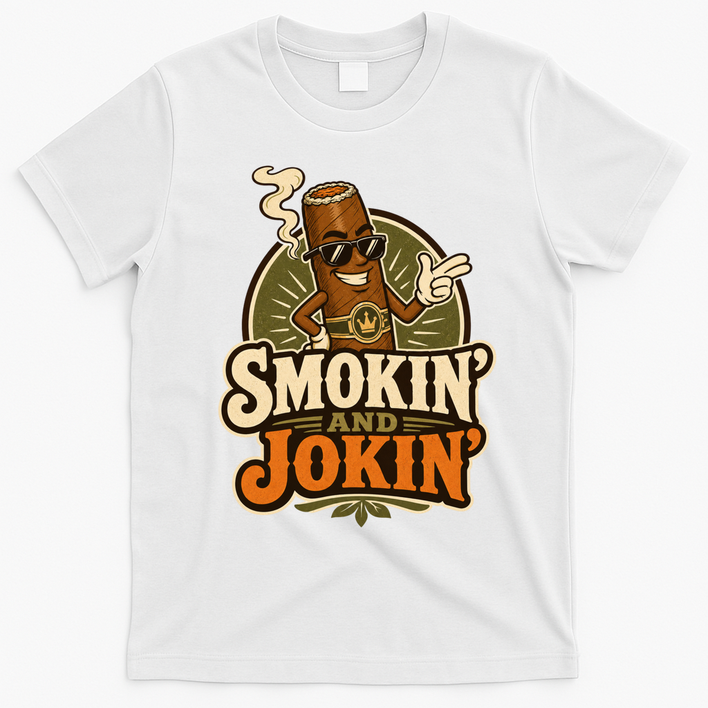 Smokin' And Jokin' Cool Cigar Humor Smokers T-Shirt - White