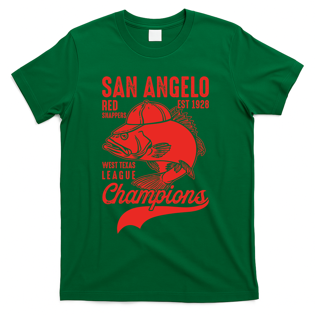 San Angelo Red Snappers West Texas League Champions T-Shirt - Green