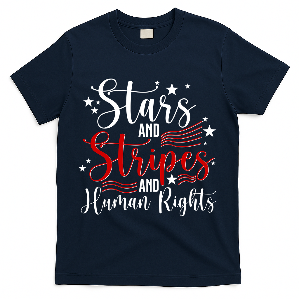 Stars And Stripes Human Rights Back And Front T-Shirt - Navy