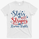 Stars And Stripes Human Rights Back And Front T-Shirt - White