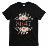 Subtle Anti Trump 8647 Flower Floral Boho President Liberal T-Shirt - Black