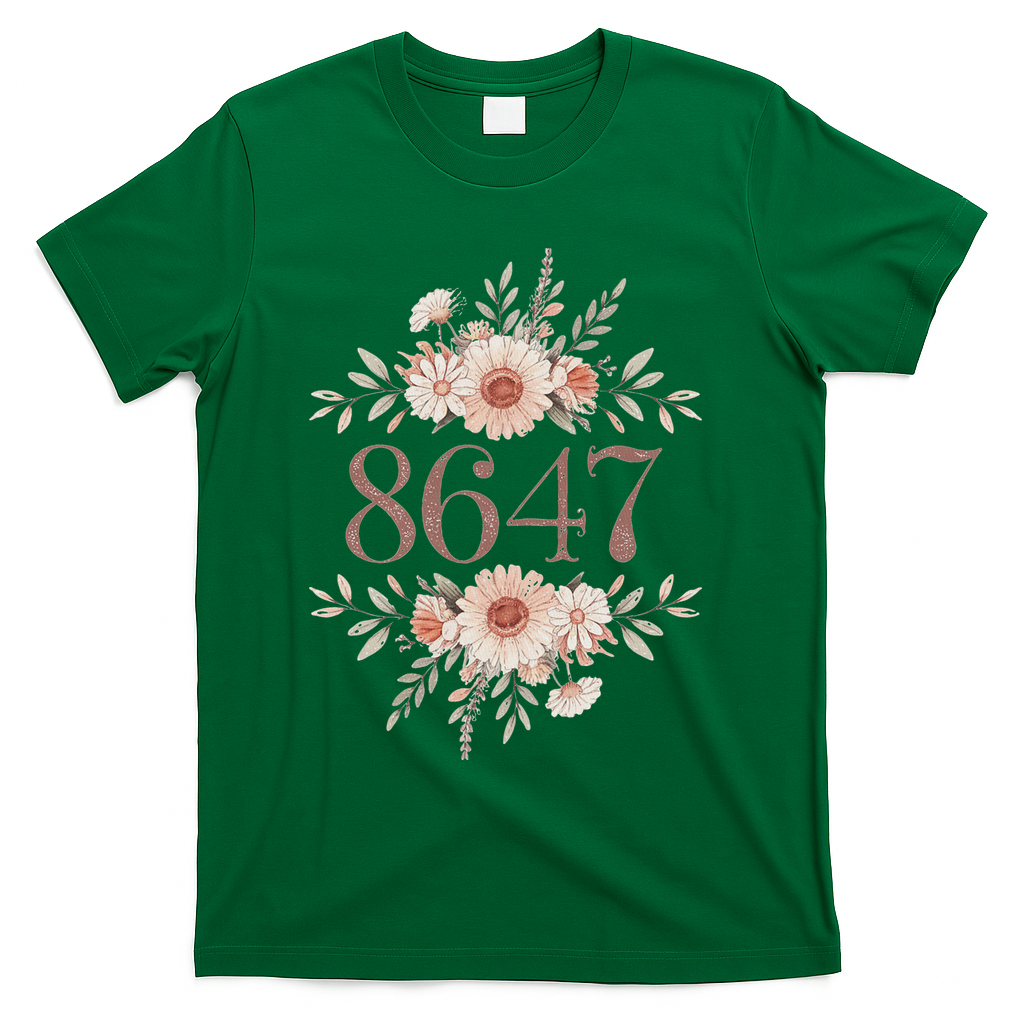 Subtle Anti Trump 8647 Flower Floral Boho President Liberal T-Shirt - Green