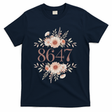 Subtle Anti Trump 8647 Flower Floral Boho President Liberal T-Shirt - Navy