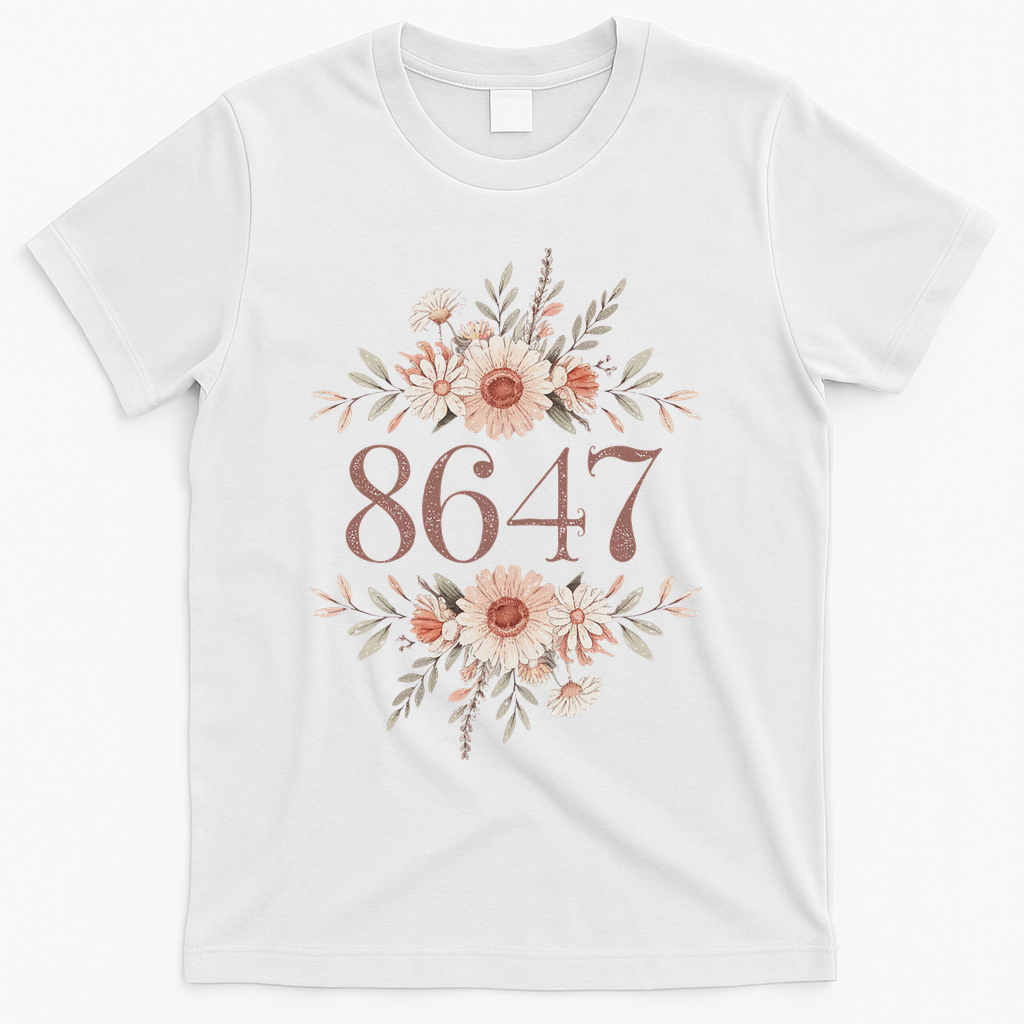 Subtle Anti Trump 8647 Flower Floral Boho President Liberal T-Shirt - White