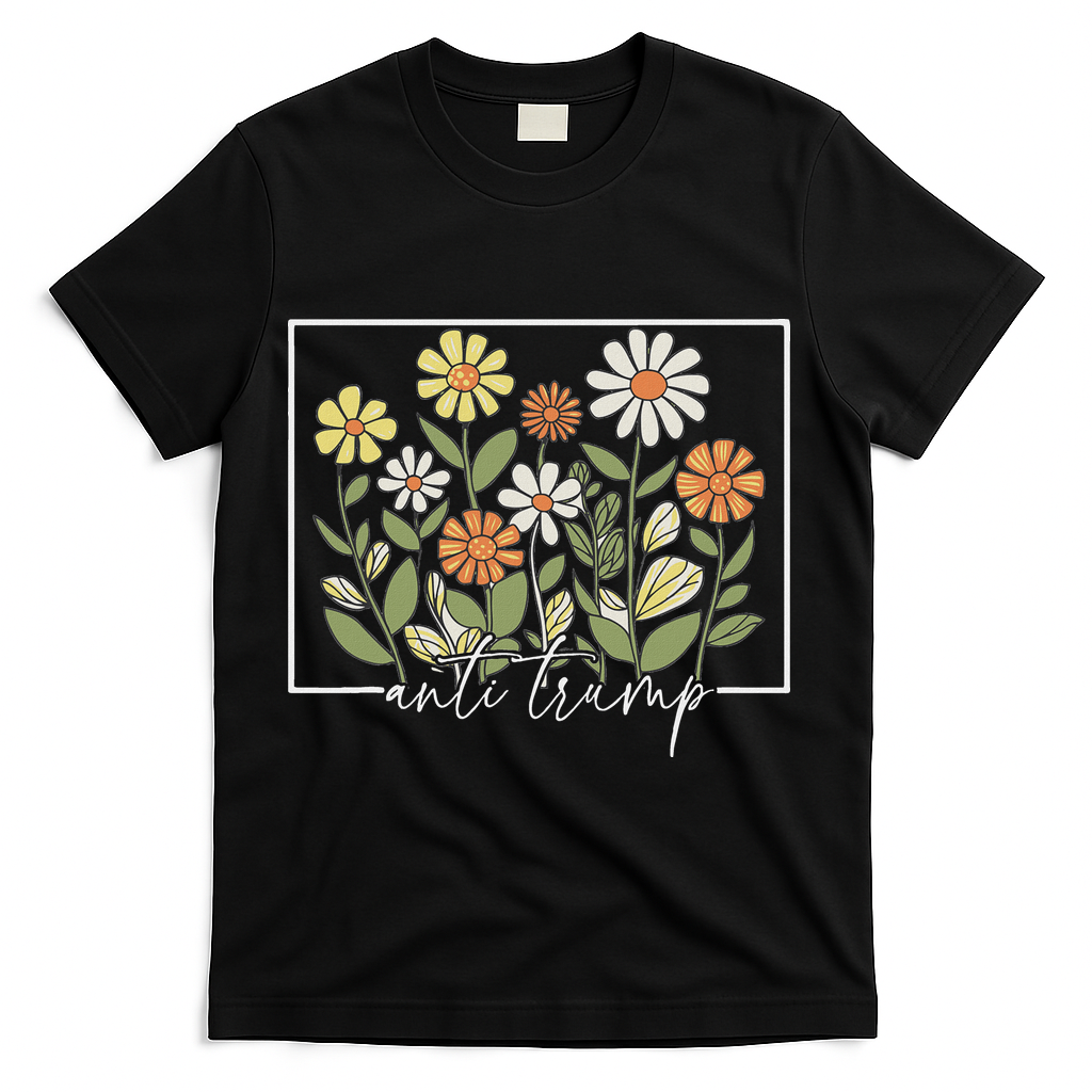 Subtle Anti Trump Floral Flower Democrat President Liberal T-Shirt - Black