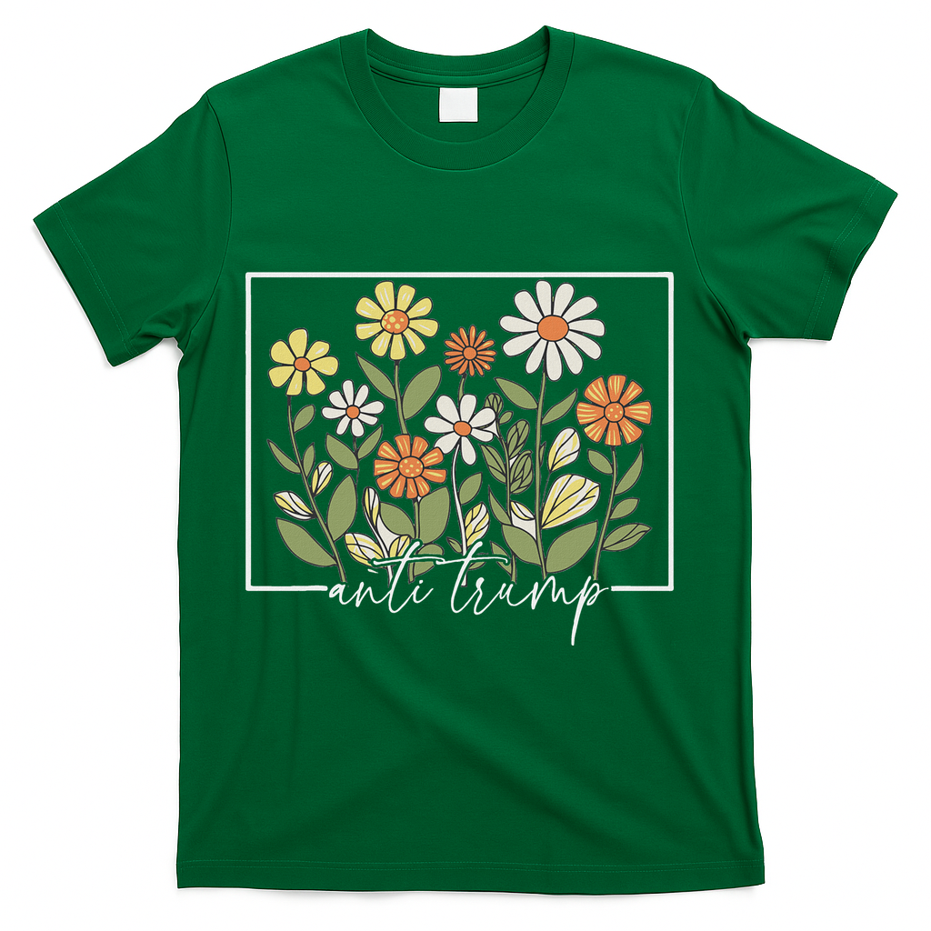 Subtle Anti Trump Floral Flower Democrat President Liberal T-Shirt - Green