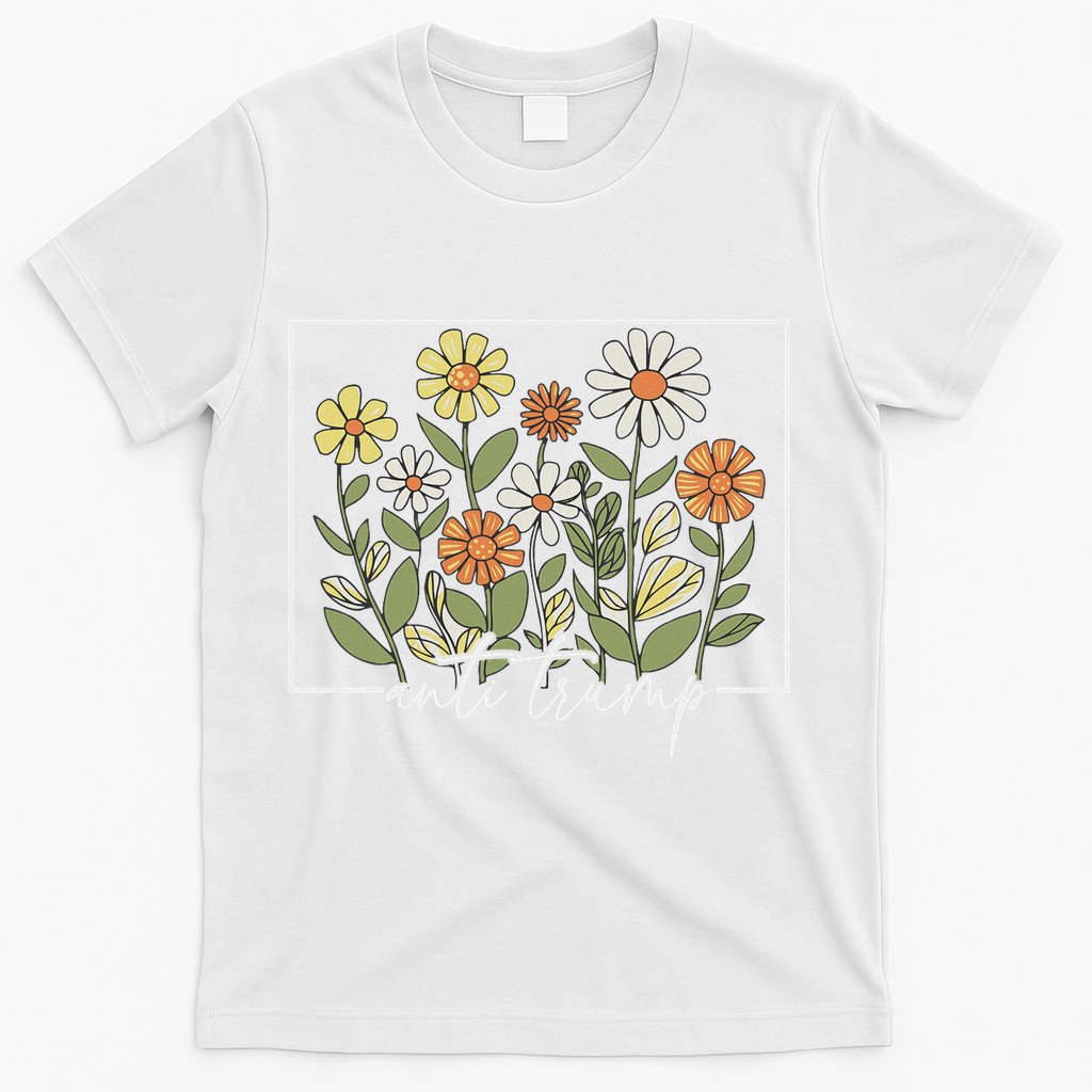 Subtle Anti Trump Floral Flower Democrat President Liberal T-Shirt - White