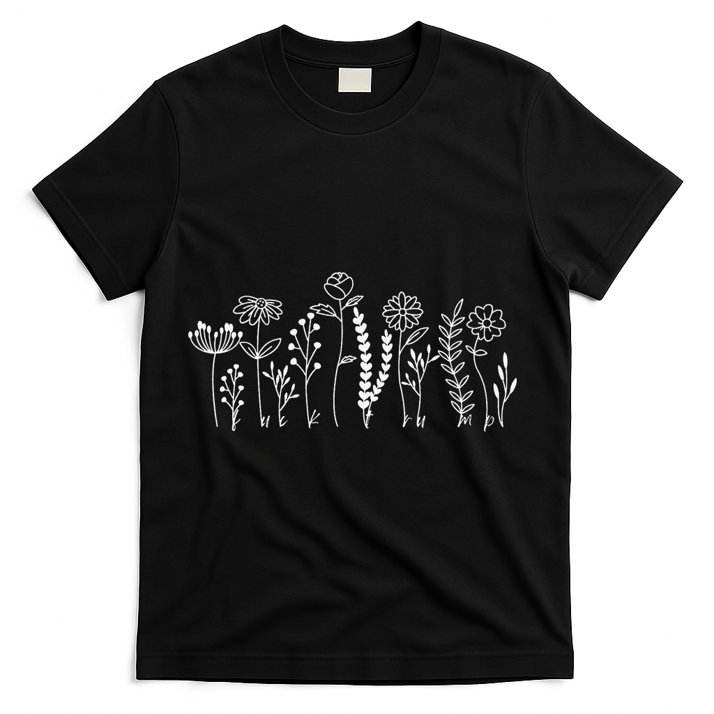 Subtle Anti-Trump Wildflowers Floral Feminist Resist T-Shirt - Black