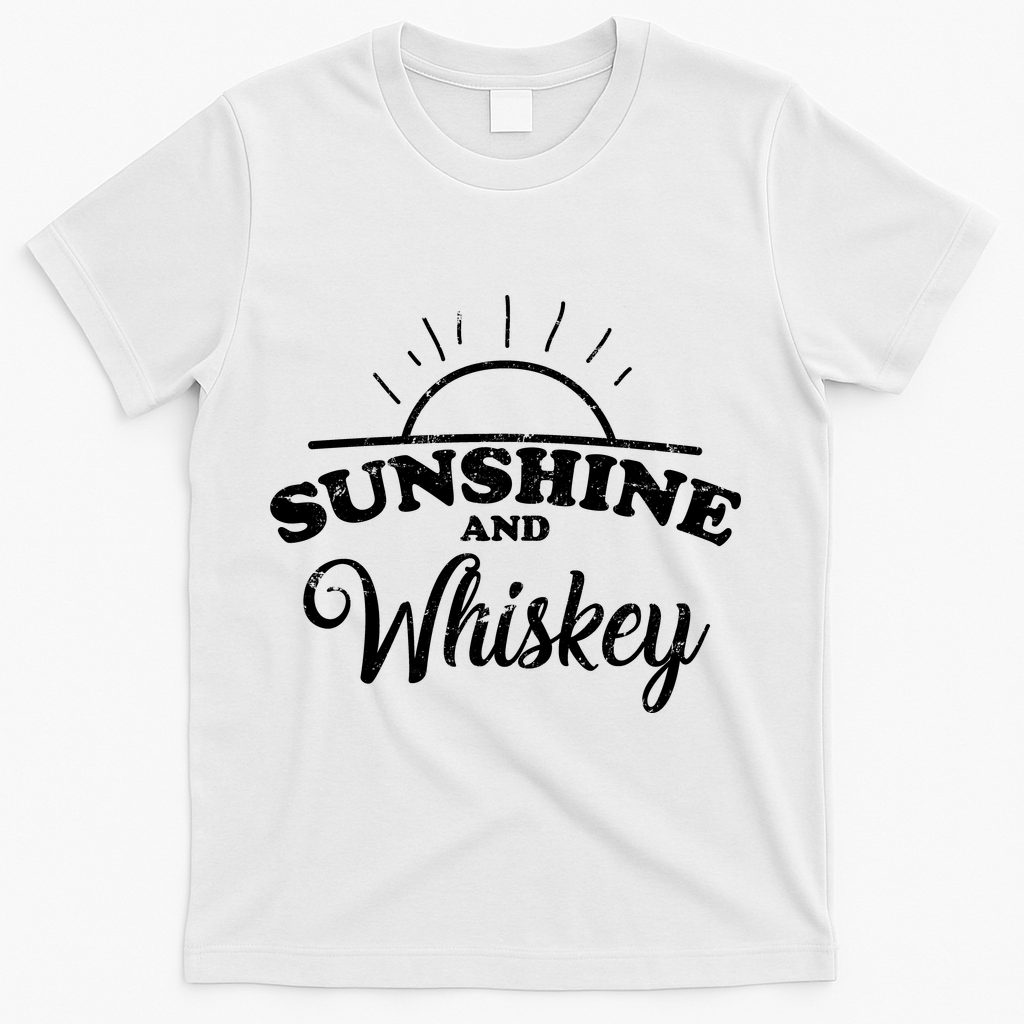 Sunshine And Whiskey Retro Summer T-Shirt - White