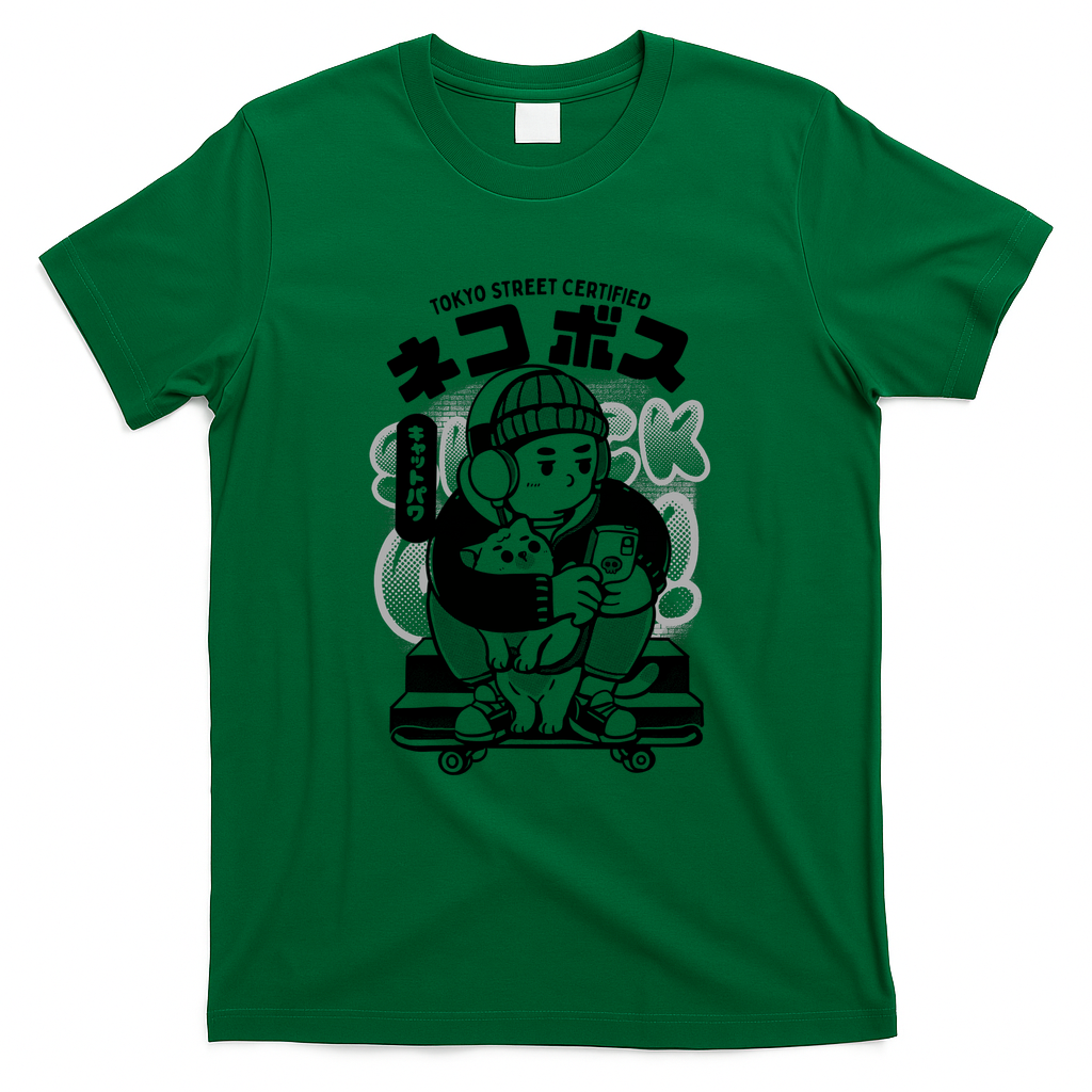 Skate boy and Neko - Green