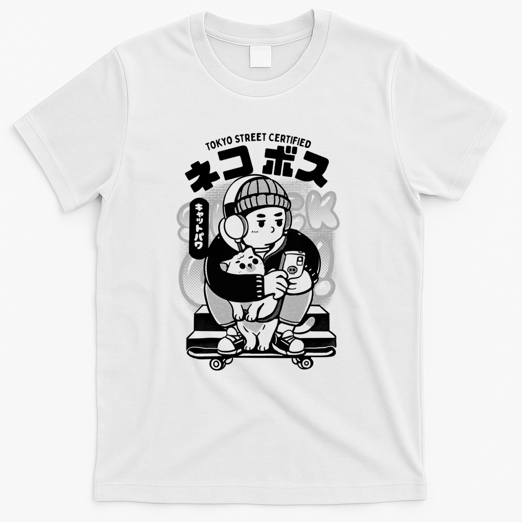 Skate boy and Neko - White